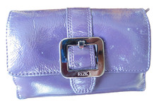 RI2K    purple patent leather chunky flap front wallet purse 