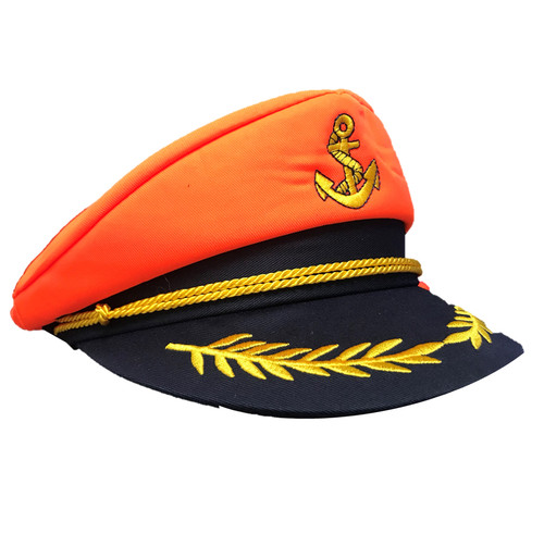 Neon orange sailor captain - neon, hat