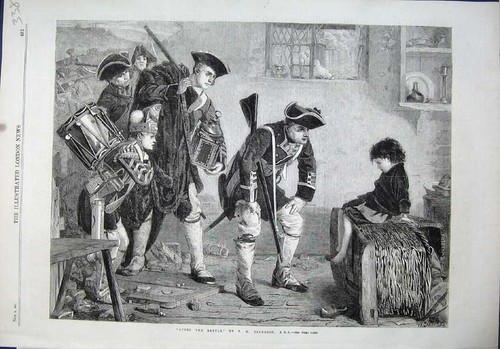 Original old antique print - old,