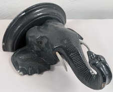 Vintage Elephant Head Corbel Hand Carved Painted Wood 11 inches Tall