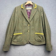 JOULES Tweed Jacket UK 14 Toad Green Hacking Blazer MAPILTON Country Plaid Check