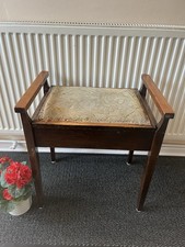 VINTAGE WOODEN PIANO STOOL WITH STORAGE BOX