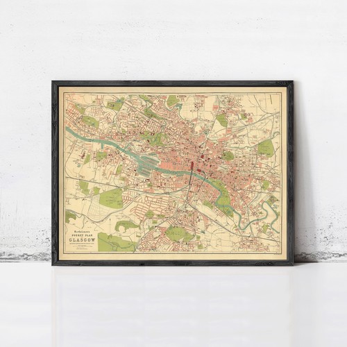 Old map glasgow scotland - old,