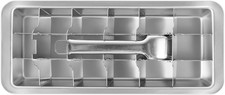Stainless Steel Ice Cube Tray 18 Slot Removable Metal Ice Cube Maker with Handle