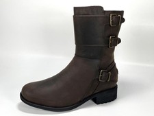 RRP £180 Brand New UGG Wilcox Women's Brown Genuine Leather Biker Boots Size 7.5