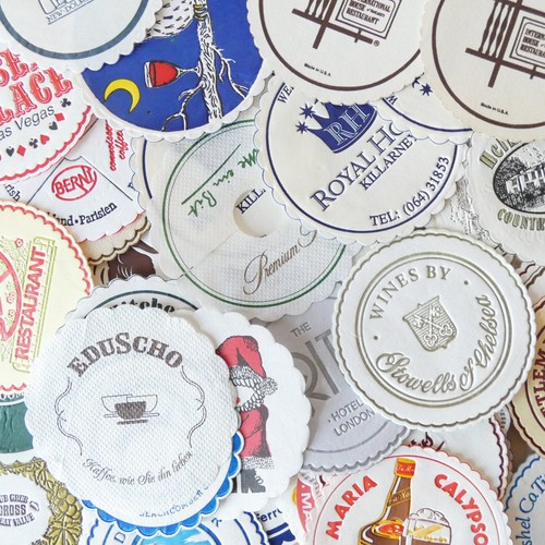 Vintage paper drinks coasters - vintage,