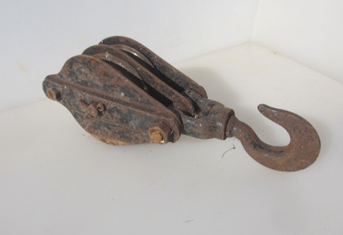 Large vintage iron pulley - vintage,