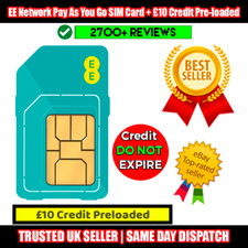 EE £10 Credit Pre-loaded Network Pay As You Go SIM Card - CREDIT DO NOT EXPIRE