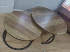 Quebec Nest of 2 Round Coffee Tables Set Pair Table - Oak Effect