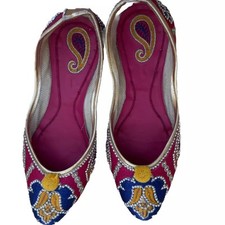 Asian Embroidered  Jutti Slipper Sandal Shoes Size 5 Handmade multicoloured 