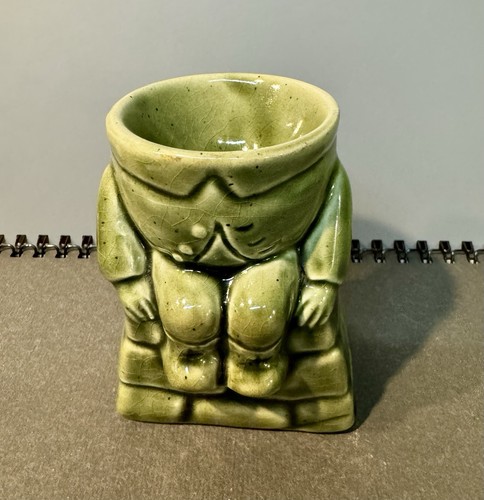 Vintage green ceramic humpty - green,