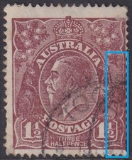 AUST KGV 1½d BROWN SWK. FLAW: RETOUCH RIGHT FRAME. USED. (L428)