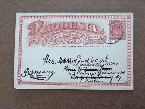 1904 rhodesia postal - 1904, to