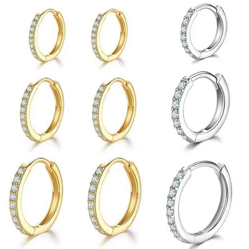 Sterling silver diamante hoop - diamante,