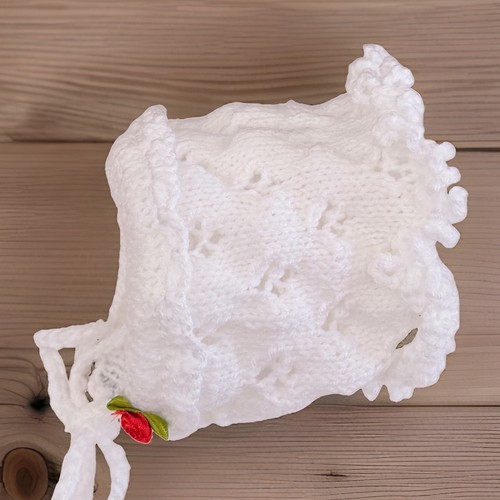 Hand knit baby reborn bonnet - knit,