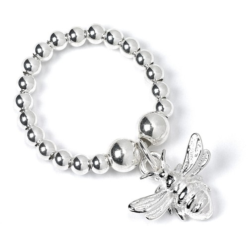 Sterling silver ball bead ring - silver,