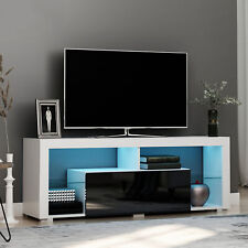 140cm TV Stand Cabinet High Gloss TV Stand Unit W/ LED RGB Light Black & White