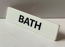 VINTAGE SMALL ACRYLIC SIGN / BATH BATHROOM 1960S TOILET WORK FACTORY SALVAGE