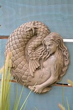 Nixie the Mermaid Wall Plaque Stone Garden Ornament