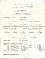 Ipswich Town v Cambridge United - Mercia Youth Cup 1964/65 programme