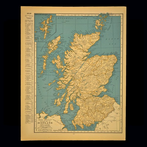 Antique map scotland wall - of,