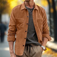 Men's Corduroy Jacket Fashion Jacket Casual Long Sleeve Baggy Coat