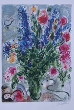 Marc CHAGALL: Bouquet Of Lovers LITHOGRAPH Signed, 500ex