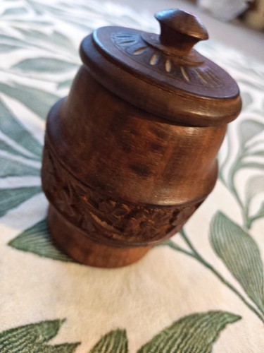 Wooden lidded tobacco jar - wooden,