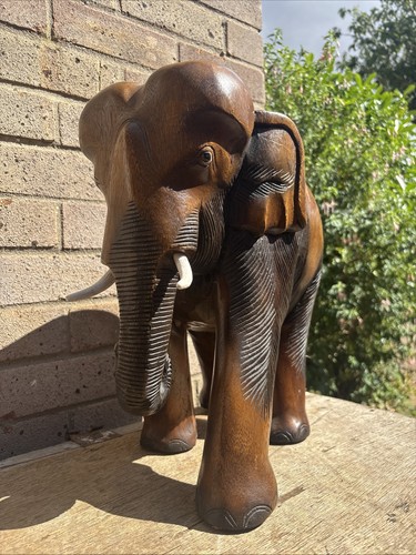 Vintage wooden elephant - vintage,