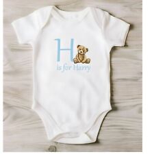 Teddy Bear Personalised Baby Vest All in One Bodysuit Boy or Girl