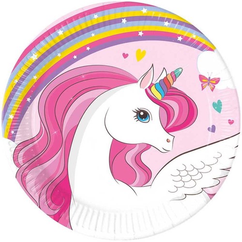 Rainbow unicorn cake plates - unicorn,
