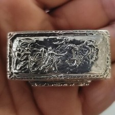 Snuff Box .800 Silver Roman Scene Primitive 1800's Italy Rectangle Trinket M28