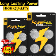 PowerPeak CR2450 CR2430 Battery 3V Lithium Coin Cell Batteries Key Fob DL / BR