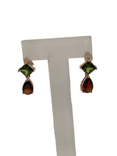 Maroon and green stud - green, earrings