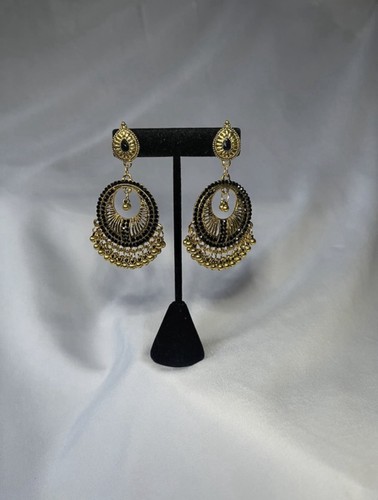 Gold black indian jhumka - gold,