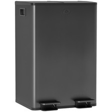 HOMCOM 2 x 28L Dual Kitchen Bin Pedal Bin for Recycling and Waste, Black