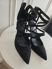Zara Woman Black Suede Strappy Sandals Zip Size EU 42