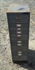 Vintage Bisley Steel 15 Drawer Filing Cabinet Industrial Mechanics Engineers