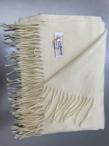 Ivory cashmere throw - ivory,