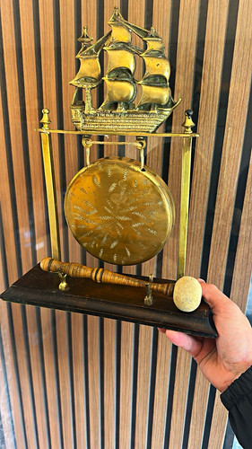 Antique brass sailing ship - brass,