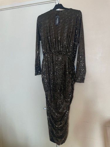 Black and gold dots - gold, dress