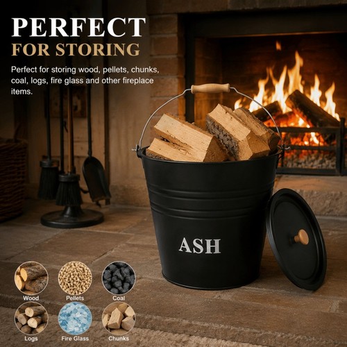 12l metal ash bucket - bucket, fireside