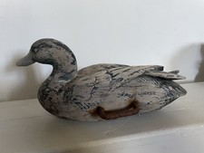 Antique Vintage Hand Carved And Painted Decoy Duck With Weighted Base