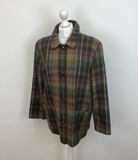Avoca Ireland Wool Coat Check Pattern Sz 18 UK Ladies Jacket Green Womens