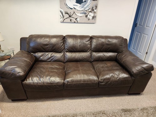 Brown leather sofa seater - brown,