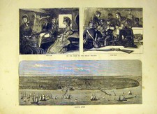 Original Old Antique Print Buenos Ayres Port Harbour Ship Cabin Class 1871 19th