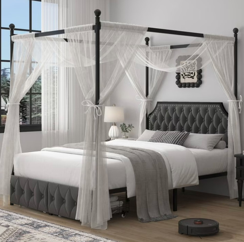 Full metal canopy - metal, bed