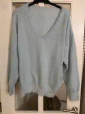 SHEIN PALE BLUE FLUFFY V NECK