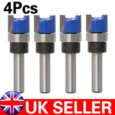 4x Router Bits  1/4" Template Cutter Shank Straight Woodwork Wood Flush Trim Kit