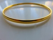 Yellow Gold Gentle D Slave Bangle 4mm Ladies 9 Carat  Gold 66mm Diameter